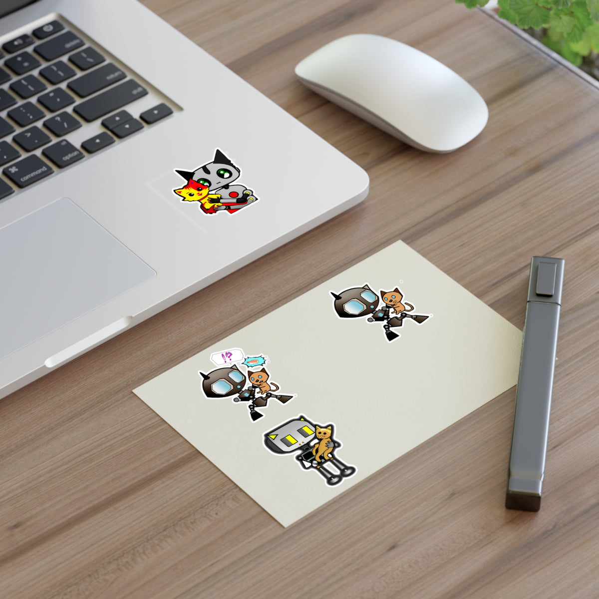 Robot and pet Cat Sticker Sheet