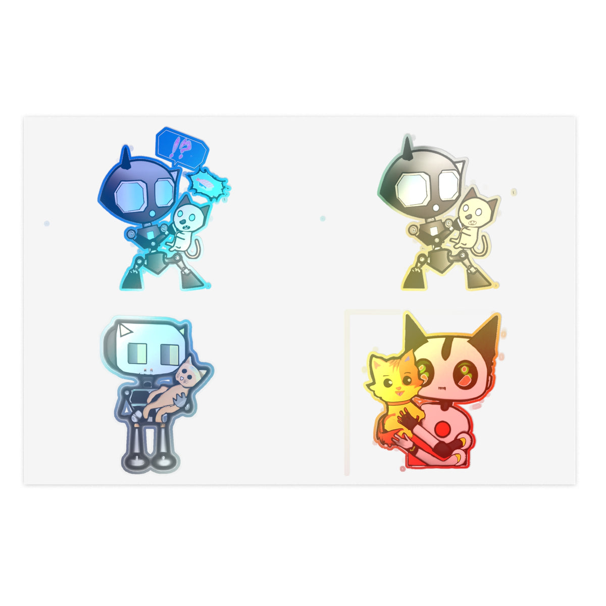 Robot and pet Cat Sticker Sheet