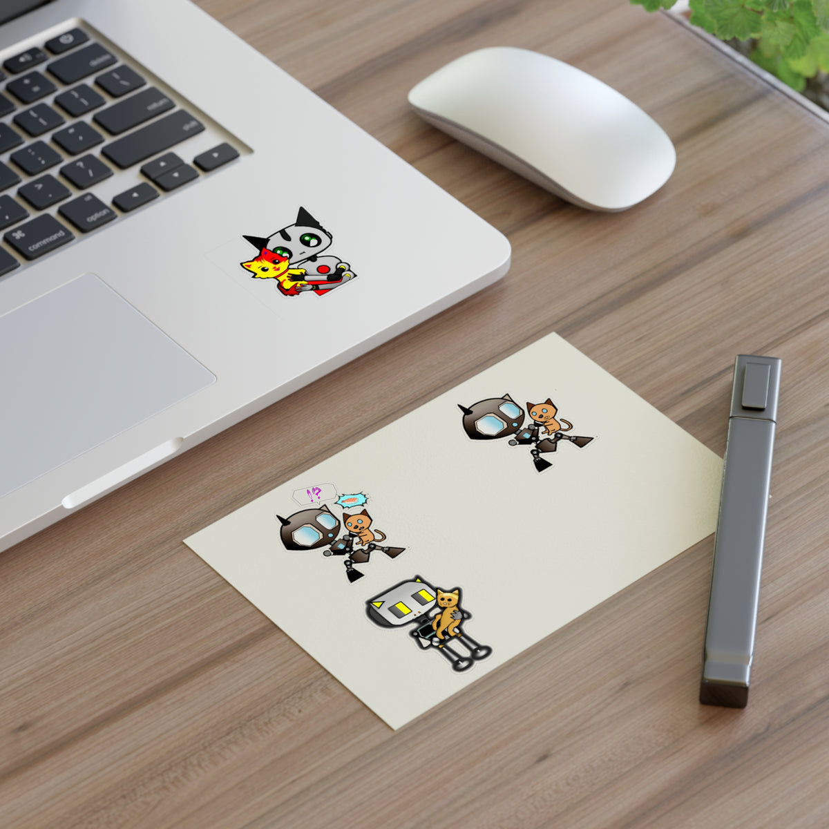 Robot and pet Cat Sticker Sheet